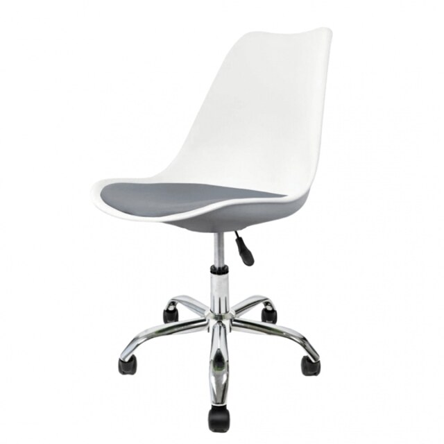 "Fusion Living Soho White and Dark Grey Plastic Desk Chair with Swivel Base "