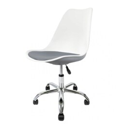 "Fusion Living Soho White and Dark Grey Plastic Desk Chair with Swivel Base "