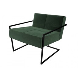 Gillmore Luxe - Upholstered Dark Green Velvet Armchair With Matt Black Frame Frame Colour: Matt Black, Seat Colour: Dark Green