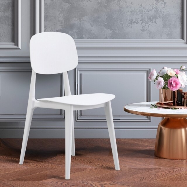 "Fusion Living Oslo White Plastic Dining Chair "