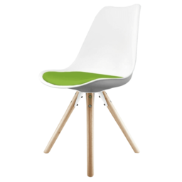 "Fusion Living Soho White and Green Dining Chair with Pyramid Light Wood Legs "