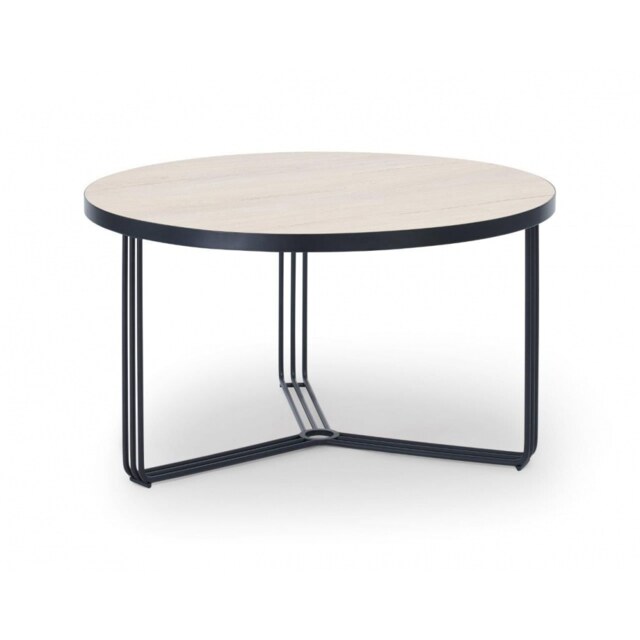 Gillmore Deco - Medium Circular Coffee Table With Pale Wood Top and Black Powder Frame Table Top Finish: Pale Wood, Frame Colour: Black Powder