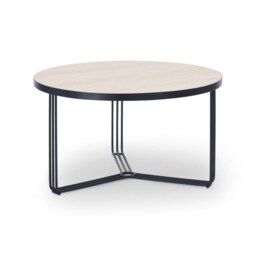 Gillmore Deco - Medium Circular Coffee Table With Pale Wood Top and Black Powder Frame Table Top Finish: Pale Wood, Frame Colour: Black Powder