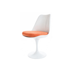 Fusion Living Chelsea Set - Marble Large Circular Table with Six Chairs - Luxurious Orange Chair Colour: Luxurious Orange