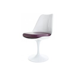 Fusion Living Chelsea Set - White Medium Circular Table with Four Chairs - Purple PU Chair Colour: Purple PU