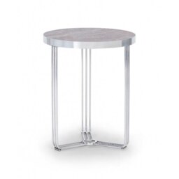 Gillmore Deco - Small Circular Side Table With Dark Stone Top And Polished Chrome Frame Table Top Finish: Dark Stone, Frame Colour: Polished Chrome