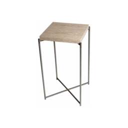 "Gillmore Weathered Oak Square Lamp Table with Gun Metal Cross Base "