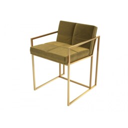 Gillmore Luxe - Upholstered Mustard Yellow Velvet Dining Chair With Brushed Brass Frame Frame Colour: Brushed Brass, Seat Colour: Mustard Yellow