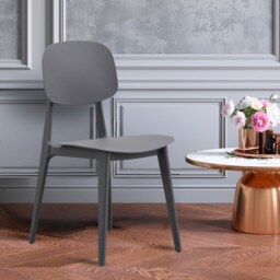 "Fusion Living Oslo Dark Grey Plastic Dining Chair "