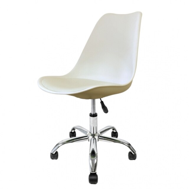 "Fusion Living Soho Vanilla Plastic Desk Chair with Swivel Base "