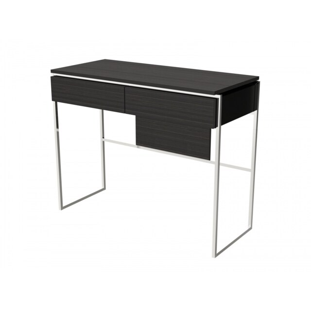 Gillmore Luxe - Dressing Table With Drawer In Black Stained Oak With Polished Chrome Frame Frame Colour: Polished Chrome, Unit Colour: Black Stained O