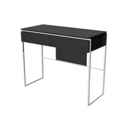 Gillmore Luxe - Dressing Table With Drawer In Black Stained Oak With Polished Chrome Frame Frame Colour: Polished Chrome, Unit Colour: Black Stained O
