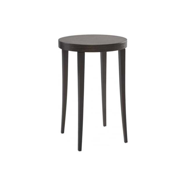 "Gillmore Tall Circular Side Table in Dark Charcoal Wood with Gun Metal Legs "