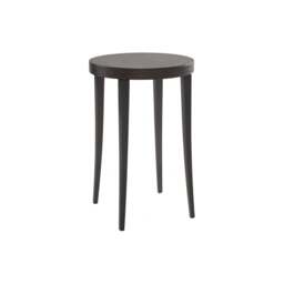 "Gillmore Tall Circular Side Table in Dark Charcoal Wood with Gun Metal Legs "