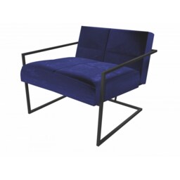 Gillmore Luxe - Upholstered Dark Blue Velvet Armchair With Matt Black Frame Frame Colour: Matt Black, Seat Colour: Dark Blue