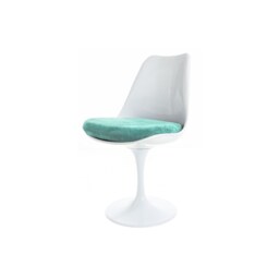 Fusion Living Chelsea Set - White Large Circular Table with Six Chairs - Luxurious Turquoise Chair Colour: Luxurious Turquoise