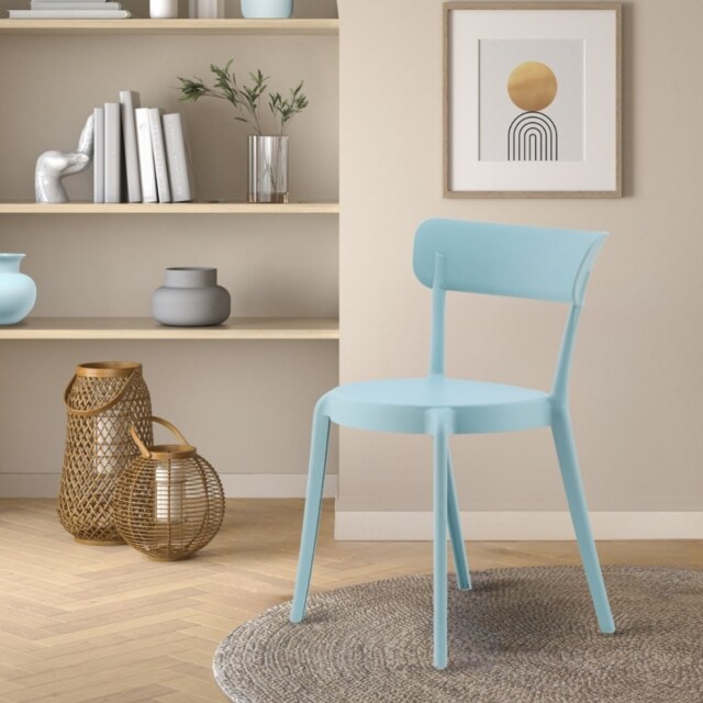 "Fusion Living Dusky Blue Plastic Bistro Dining Chair "