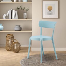 "Fusion Living Dusky Blue Plastic Bistro Dining Chair "