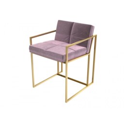 Gillmore Luxe - Upholstered Blush Pink Velvet Dining Chair With Brushed Brass Frame Frame Colour: Brushed Brass, Seat Colour: Blush Pink