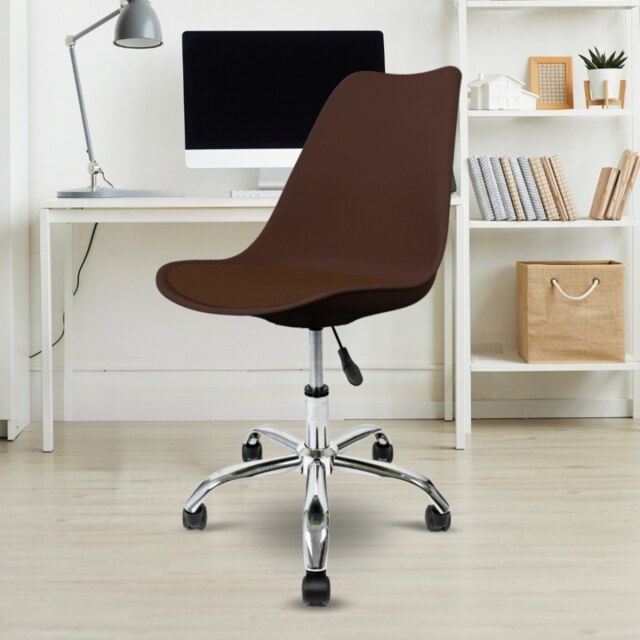 "Fusion Living Soho Chocolate Plastic Desk Chair with Swivel Base "