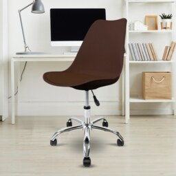 "Fusion Living Soho Chocolate Plastic Desk Chair with Swivel Base "