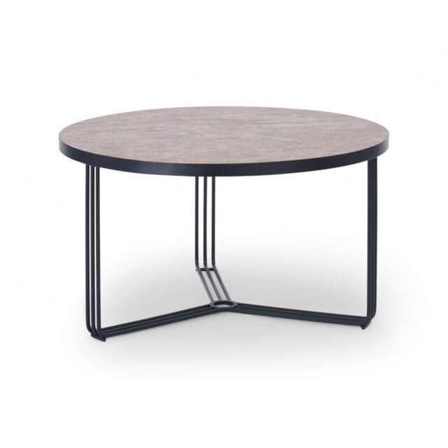 Gillmore Deco - Medium Circular Coffee Table With Dark Stone Top And Black Powder Table Top Finish: Dark Stone, Frame Colour: Black Powder