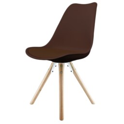 "Fusion Living Soho Chocolate Brown Plastic Dining Chair with Pyramid Light Wood Legs "