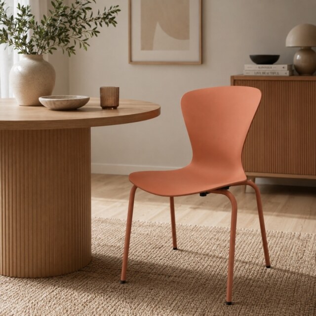 "Fusion Living Hoxton Light Terracotta Plastic Dining chair "