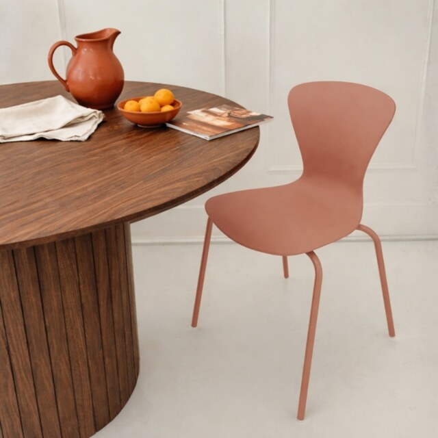 "Fusion Living Hoxton Light Terracotta Plastic Dining chair "