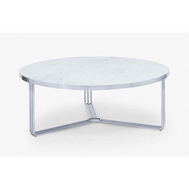 Gillmore Deco - Large Circular Coffee Table With White Marble Top and Polished Chrome Frame Table Top Finish: White Marble, Frame Colour: Polished Chr