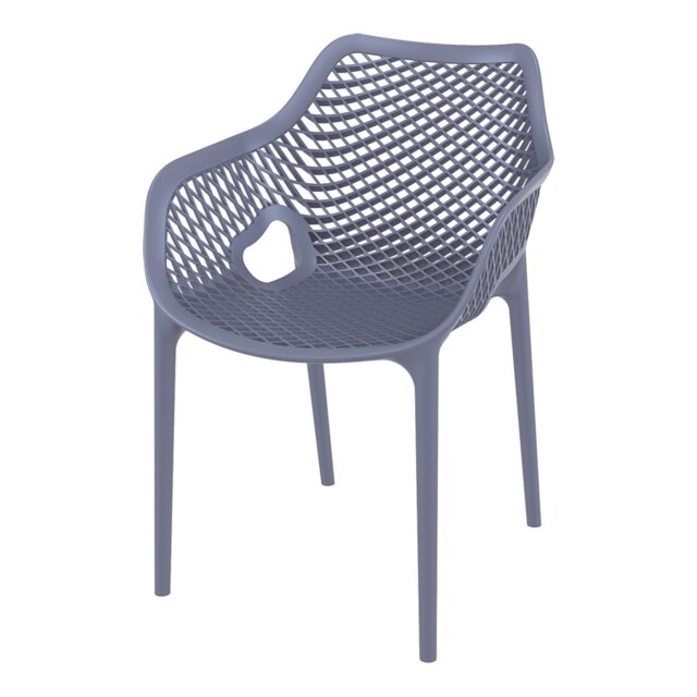 Fusion Living Air Plastic Grey Stackable Armchair Colour: Dark Grey