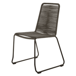 "Fusion Living Grey Natural Rope Chair With Black Iron Legs "