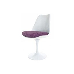 Fusion Living Chelsea Set - White Medium Circular Table with Four Chairs - Luxurious Purple Chair Colour: Luxurious Purple