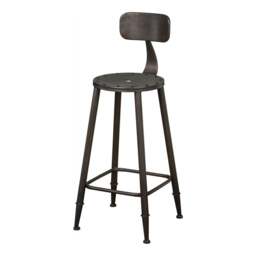 "Fusion Living Dark Grey Metal Warehouse Style Bar Stool "