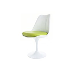 Fusion Living Chelsea Set - White Medium Circular Table with Four Chairs - Green PU Chair Colour: Green PU