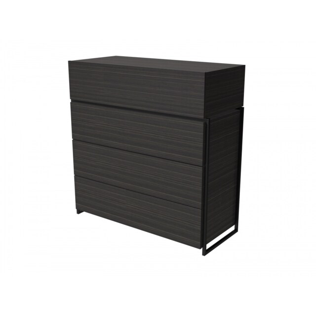 Gillmore Luxe - Four Drawer Chest In Black Stained Oak With Matt Black Frame Frame Colour: Matt Black, Unit Colour: Black Stained Oak