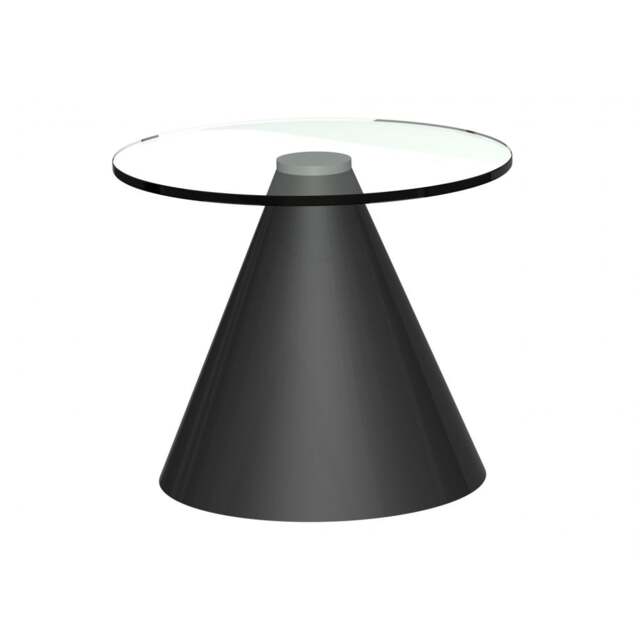 "Gillmore Round Clear Glass Side Table with Conical Black Base "