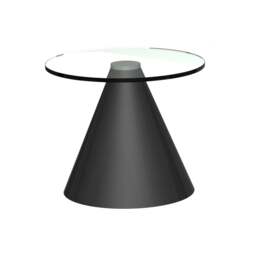 "Gillmore Round Clear Glass Side Table with Conical Black Base "