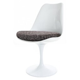Fusion Living Chelsea Set - White Large Circular Table with Six Chairs - Textured Grey Chair Colour: Textured Grey