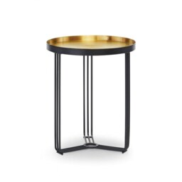 Gillmore Deco - Small Circular Side Table With Brushed Brass Recessed Tray With Black Powder Frame Table Top Finish: Recessed Brushed Brass Tray, Fram