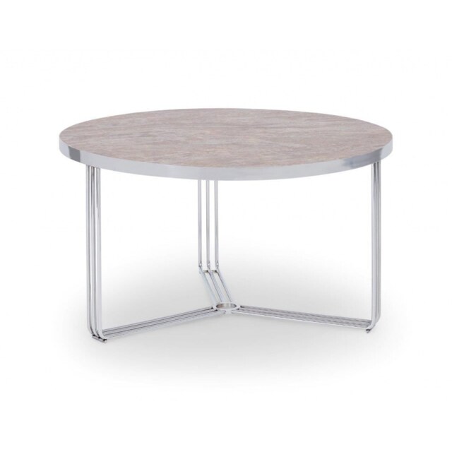 Gillmore Deco - Medium Circular Coffee Table With Dark Stone Top And Polished Chrome Frame Table Top Finish: Dark Stone, Frame Colour: Polished Chrome