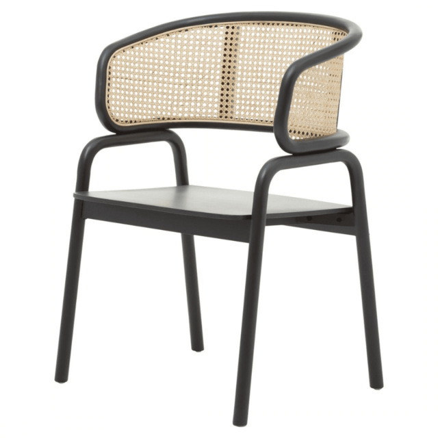 "Fusion Living Eco-Friendly Rattan And Black Birchwood Dining Chair "