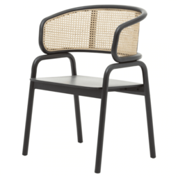 "Fusion Living Eco-Friendly Rattan And Black Birchwood Dining Chair "