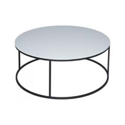 "Gillmore White Glass and Black Metal Contemporary Circular Coffee Table "