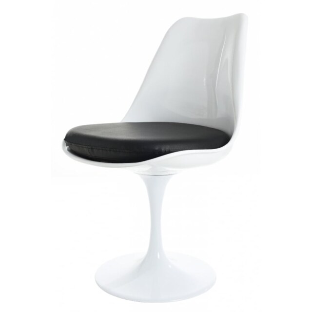 Fusion Living Chelsea Set - Marble Medium Circular Table with Two Chairs - Black PU Chair Colour: Black PU
