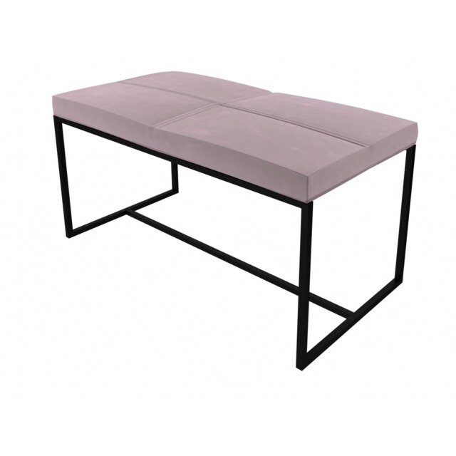 Gillmore Luxe - Upholstered Blush Pink Velvet Large Stool With Matt Black Frame Frame Colour: Matt Black, Seat Colour: Blush Pink