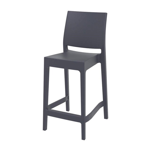 Fusion Living Maya Dark Grey Plastic Mid Height Bar Stool Colour: Dark Grey