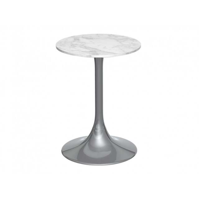 "Gillmore Pedestal Side Table White Marble and Black "