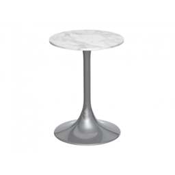 "Gillmore Pedestal Side Table White Marble and Black "