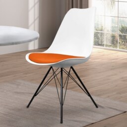 "Fusion Living Soho White and Orange Dining Chair with Black Metal Legs "